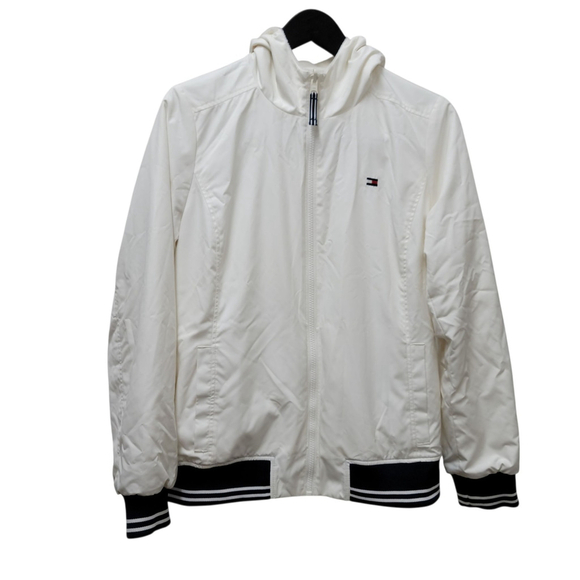 Tommy Hilfiger Women's Reversible Plush/Nylon Hooded Full-Zip Jacket Small Cream - Picture 5 of 14